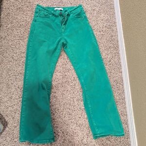 Q2 Green Straight Leg Women Jeans
